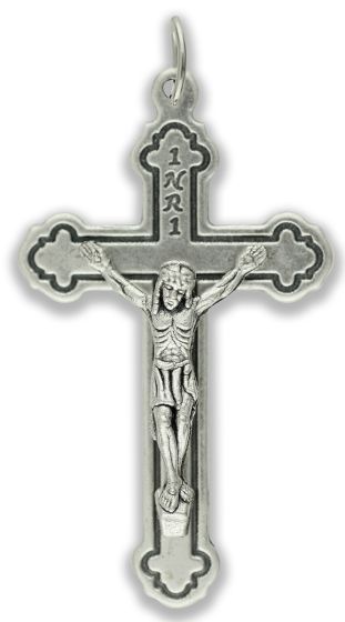 Byzantine Style Crucifix with Dark Outline – 1 7/8" Silver Oxidized, Made in Italy *  (Minimum quantity purchase is 2)