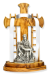 Pieta Olivewood Tabletop Display with White Drape Ribbon – 7”, Made in Italy  (Minimum quantity purchase is 1)