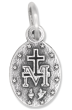 Miraculous Medal Mini (Latin) - 1/2" Silver Oxidized, Made in Italy * (Minimum quantity purchase is 5)