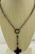 Sterling Silver RoR sary Style Necklace - Rhodium-Palladium - Black Swarovski Beads   (Minimum quantity purchase is 1)