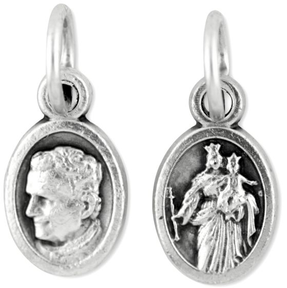 Our Lady of Perpetual Help & St John Bosco Medal - 1/2" Silver Oxidized, Made in Italy * (Minimum quantity purchase is 5)