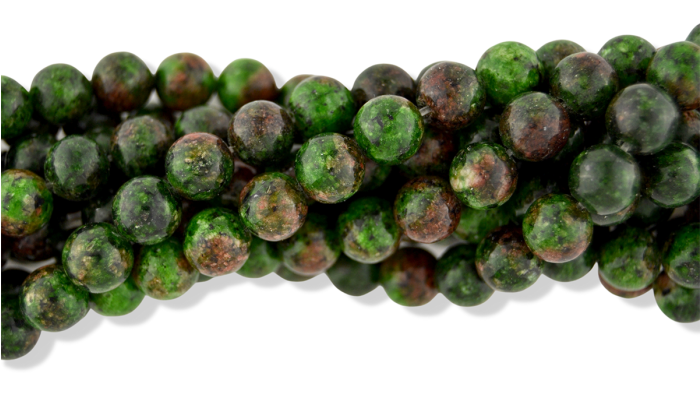 Dyed Jade Beads in Green and Red, 8mm - Pkg 60    (Minimum quantity purchase is 1)
