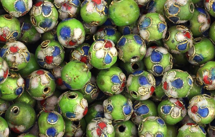  Light Green Cloisonne Beads -  7mm - pkg of 60   (Minimum quantity purchase is 1)