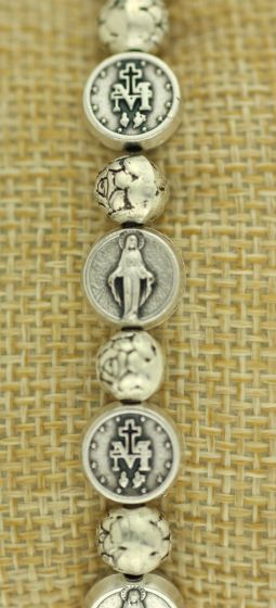  Miraculous Medal Bead with Cross Stretch Bracelet    (Minimum quantity purchase is 1)