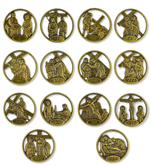  Stations of the Cross Bronze Parts Set of 14 - For Wood, Plaques, and More!