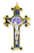 St Benedict Crucifix Pendant with Blue Enamel - 3 inch - Gold Plated     (Minimum quantity purchase is 1)
