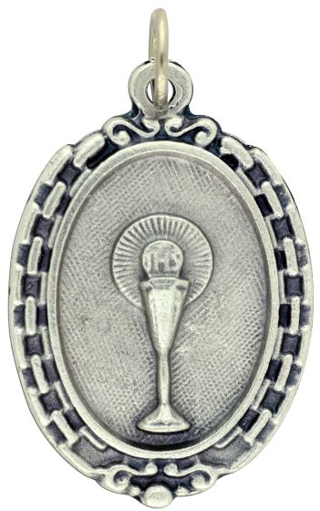 Holy Eucharist Medal with Detailed Edging - 1 3/16"  (Minimum quantity purchase is 2)