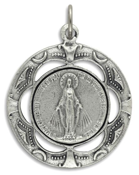  Miraculous Medal - Round with Cut-Out Edging - 1 1/4" (Minimum quantity purchase is 1)