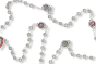  Divine Mercy Red Enamel Rose Bead Rosary in Detailed Jesus Case - 15"  