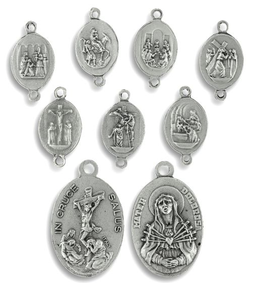 Seven Sorrows Devotional Medals Parts Set - pkg of 8 -This devotional set has NO CENTER 