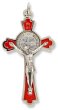 St. Benedict Flared Edge Crucifix, 3-1/8" (0.48 cm Thick) - Red Enamel    (Minimum quantity purchase is 1)    