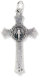 Miraculous Medal Flared Edge Crucifix - 1.5" Silver Oxidized, Made in Italy *  (Minimum quantity purchase is 2)
