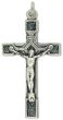Rose Garden Crucifix – 2" Blue Glitter Enamel Silver Oxidized, Made in Italy  (Minimum quantity purchase is 1)
