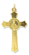 Miraculous Medal Flared Edge Crucifix - 1.5" Gold Plated, Made in Italy *  (Minimum quantity purchase is 2)  