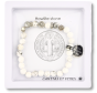  St Benedict Bracelet with 6mm White Howlite Beads and Cross Charms *  (Minimum quantity purchase is 1)
