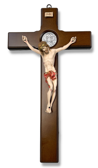  Extra Large St Benedict Wall Crucifix - 26" - Red Garment