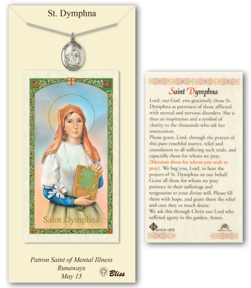 Pewter St. Dymphna Medal with Prayer Card