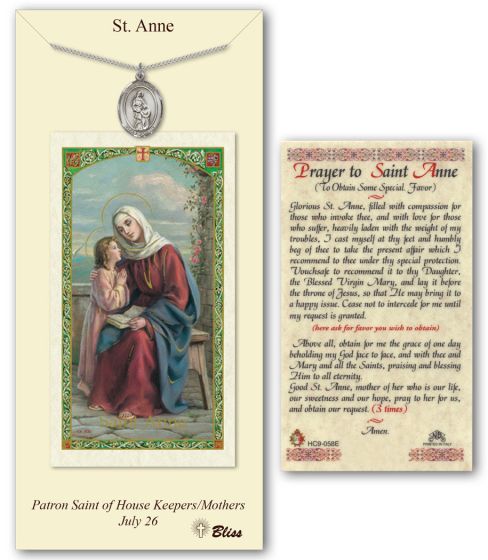 Pewter St. Anne Medal with Prayer Card