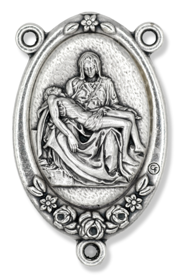 XL Pieta Center Piece - 1 3/4" Silver Oxidized, Made in Italy * (Minimum quantity purchase is 1)