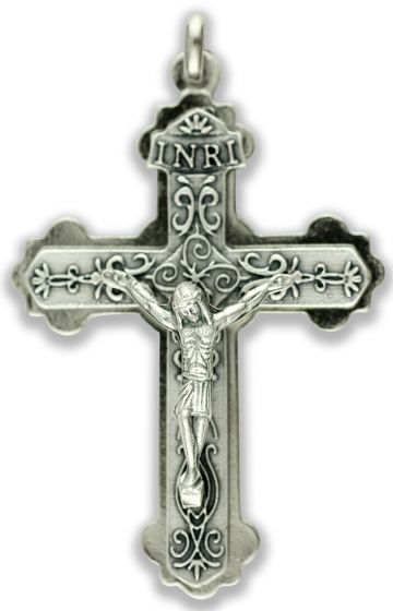  Two Sided Detailed Crucifix with Scroll Design and Back Plate - 2 1/4" (Minimum quantity purchase is 1)