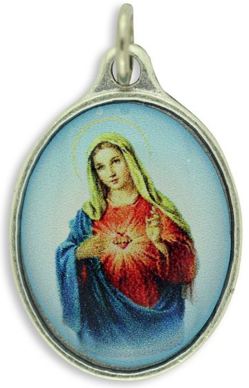  Immaculate Heart Mary / Pray for Us Full Color Medal - 1"  (Minimum quantity purchase is 2)