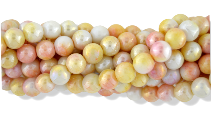 Ceramic Beads in Pale Peach, Yellow and White - Pkg 60   (Minimum quantity purchase is 1)