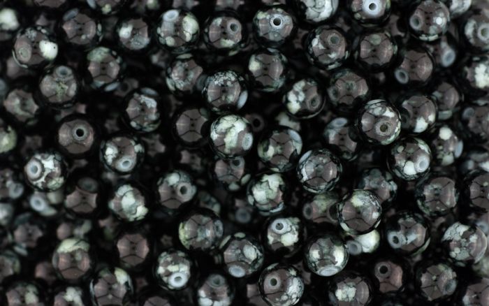 Black and Gray Spun Glass 8mm Beads - Pkg 60 *  (Minimum quantity purchase is 3)