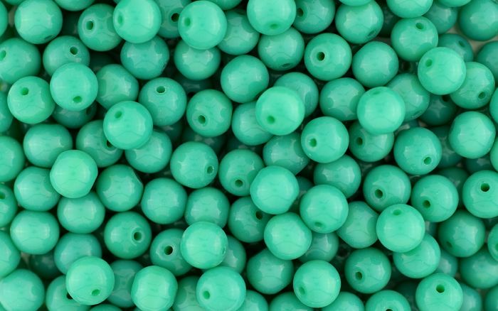  Sea Green Glass Beads - 8mm - pkg 60  *    (Minimum quantity purchase is 5)