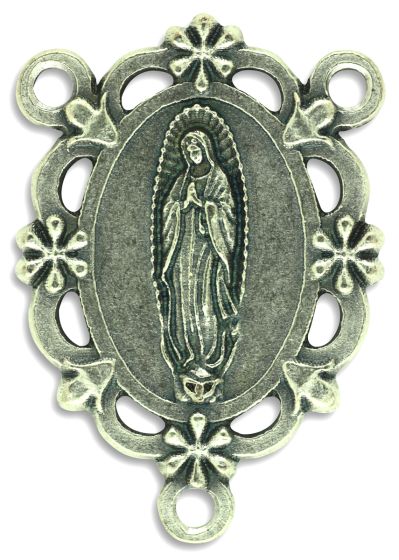 Ornate Floral Our Lady Of Guadalupe Image Center Piece - Silver Ox, 1.25"  *  (Minimum quantity purchase is 1)