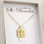 Sterling Silver St Benedict Necklace – 18K Gold Plated, 20–22" Adjustable