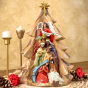 Tabletop Nativity in Carved Christmas Tree – 13" Resin Holy Family Scene