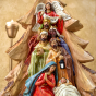 Tabletop Nativity in Carved Christmas Tree – 13" Resin Holy Family Scene