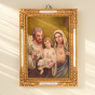 Three Hearts of the Holy Family Framed Icon – 7.25" Gold Vintage Style, Joseph’s Studio
