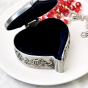 Three Roses Heart Rosary Box – 2.5" Silver Metal, Made in Portugal