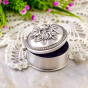 Three Roses Round Rosary Box – 2.4" Silver Metal, Made in Portugal