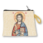 Christ the Teacher Rosary Pouch – 2.5" x 3" Zippered Woven Case, Made in Italy