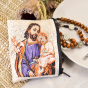 St Joseph Rosary Pouch in Color with Gold Accents – 3" x 2.5", Made in Italy *   (Minimum quantity purchase is 1)