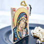 Madonna & Child Rosary Pouch – 2.5" x 3" Zippered Woven Case, Made in Italy *