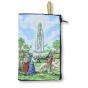 Our Lady of Fatima Rosary Pouch in Color with Gold Accents – 4.25" x 2.75", Made in Italy    (Minimum quantity purchase is 1)