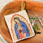 Our Lady of Guadalupe Rosary Pouch in Color with Gold Accents –3" x 2.5", Made in Italy  *  (Minimum quantity purchase is 1)