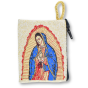 Our Lady of Guadalupe Rosary Pouch in Color with Gold Accents –3" x 2.5", Made in Italy  *  (Minimum quantity purchase is 1)