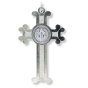 St. Benedict Scroll Edge Crucifix – Blue Enamel, 3" Silver Ox (Minimum qty. purchase is 1)