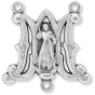 Divine Mercy "M" Rosary Center – 1" Silver Oxidized, Made in Italy  * (Minimum quantity purchase is 2)