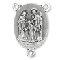 Holy Family Rosary Center with Holy Spirit Dove - 7/8" Oval Silver Oxidized, Made in Italy  * (Minimum quantity purchase is 3)