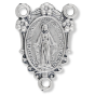 Miraculous Medal Rosary Center - 1" Ornate Crest Silver Oxidized, Made in Italy  * (Minimum quantity purchase is 2)