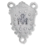 Miraculous Medal Rosary Center - 1" Ornate Crest Silver Oxidized, Made in Italy  * (Minimum quantity purchase is 2)