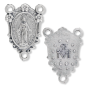 Miraculous Medal Rosary Center - 1" Ornate Crest Silver Oxidized, Made in Italy  * (Minimum quantity purchase is 2)
