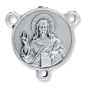 Christ the Teacher Rosary Center with Our Lady of Sorrows - 3/4" Round Silver Oxidized, Made in Italy * (Minimum quantity purchase is 2)