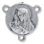 Christ the Teacher Rosary Center with Our Lady of Sorrows - 3/4" Round Silver Oxidized, Made in Italy * (Minimum quantity purchase is 2)