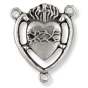 Sacred Heart Rosary Center – 7/8" Silver Oxidized Heart Shape, Made in Italy * (Minimum quantity purchase is 2)